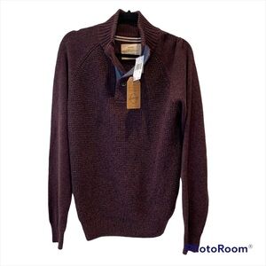 NWT Original Weatherproof Vintage Sweater Shawl Neck button speckled wine color.
